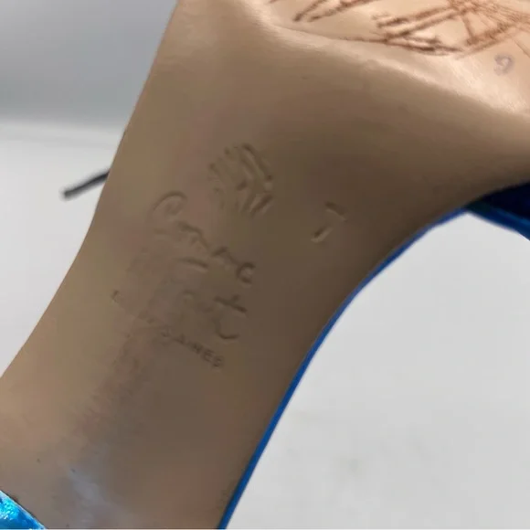 Comme IL Faut Royal Blue Glitter Tango Heels with Ankle Strap - Picture 7 of 10